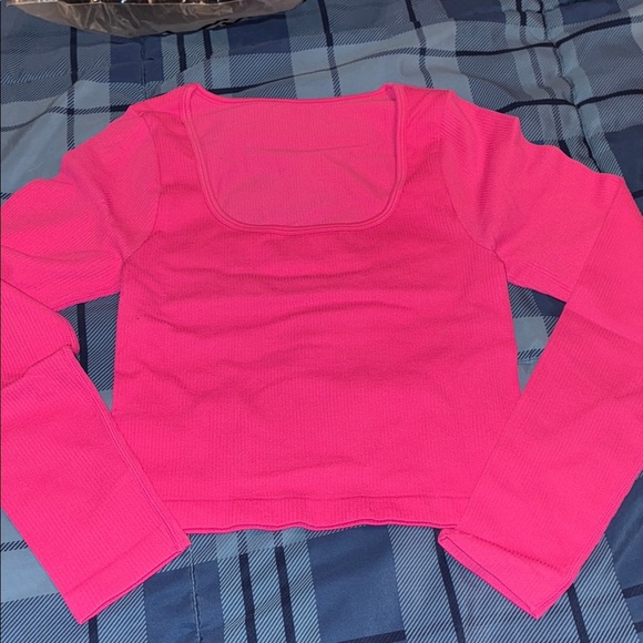 NWT OQQ 2 Piece Crop Tops Long Sleeve Square Neck Underscrubs Stretch Fitted - Picture 2 of 5